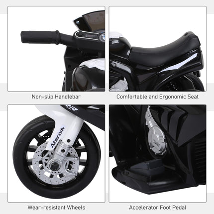 Compatible Electric Kids Ride On BMW S1000RR Motorcycle with Headlights and Music 6V Battery Powered - Black
