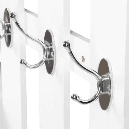 Entryway Furniture Set with Mirror, Hooks & Shoe Storage - White