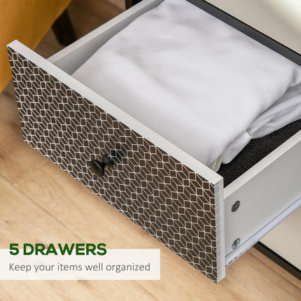 5 Drawer Chest of Drawers Vertical Storage Organizer for Bedroom & Living Room - Black Grey