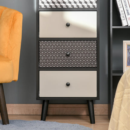 5 Drawer Chest of Drawers Vertical Storage Organizer for Bedroom & Living Room - Black Grey
