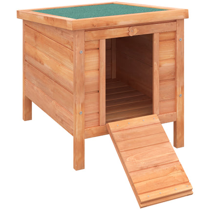 Wooden Rabbit Hutch Small Animal Cage with Ramp 51x42x43 cm - Natural