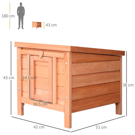 Wooden Rabbit Hutch Small Animal Cage with Ramp 51x42x43 cm - Natural