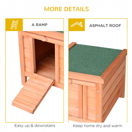 Wooden Rabbit Hutch Small Animal Cage with Ramp 51x42x43 cm - Natural