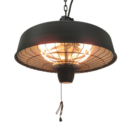 Adjustable 2500W Infrared Halogen Electric Ceiling Heater - Black
