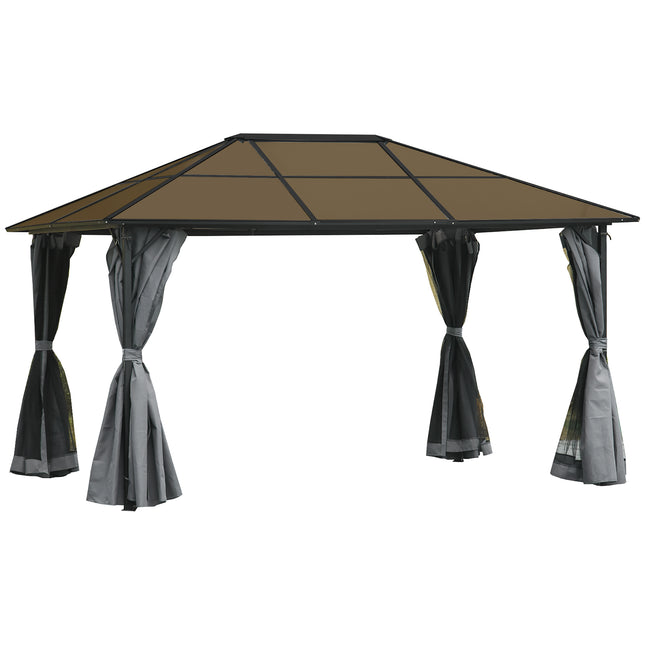 3 x 4m Hardtop Gazebo Canopy with Polycarbonate Roof, Aluminium Frame, Permanent