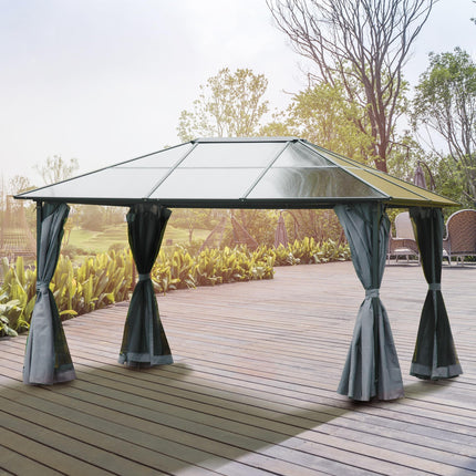 3 x 4m Hardtop Gazebo Canopy with Polycarbonate Roof, Aluminium Frame, Permanent
