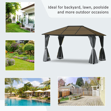 3 x 4m Hardtop Gazebo Canopy with Polycarbonate Roof, Aluminium Frame, Permanent