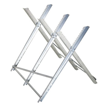 Heavy Duty Portable Adjustable Foldable Sawhorse Stand 100 kg Capacity - Silver Tone