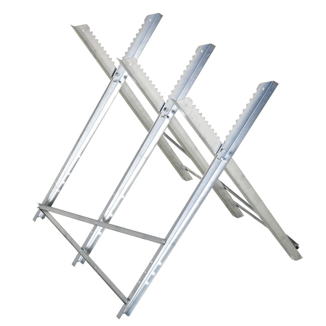 Heavy Duty Portable Adjustable Foldable Sawhorse Stand 100 kg Capacity - Silver Tone