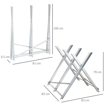 Heavy Duty Portable Adjustable Foldable Sawhorse Stand 100 kg Capacity - Silver Tone