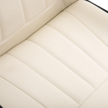 Swivel Executive Mid Back PU Leather Office Desk Chair with Armrests and Wheels - Cream