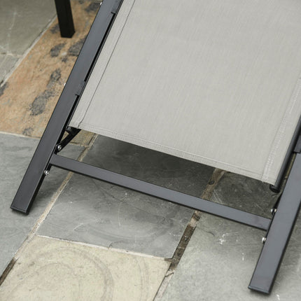 3 Piece Outdoor Lounge Chair Set with Table Grey Metal Frame - Grey