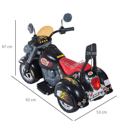 Kids 6V Electric Ride-On Motorbike with Lights & Sound for Ages 3-6 - Black