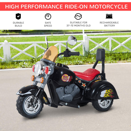 Kids 6V Electric Ride-On Motorbike with Lights & Sound for Ages 3-6 - Black
