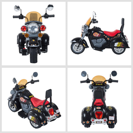 Kids 6V Electric Ride-On Motorbike with Lights & Sound for Ages 3-6 - Black