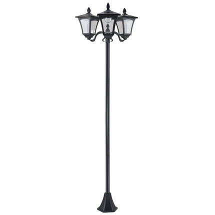 3 Piece Solar Powered Stainless Steel Garden Lamp Posts - Black