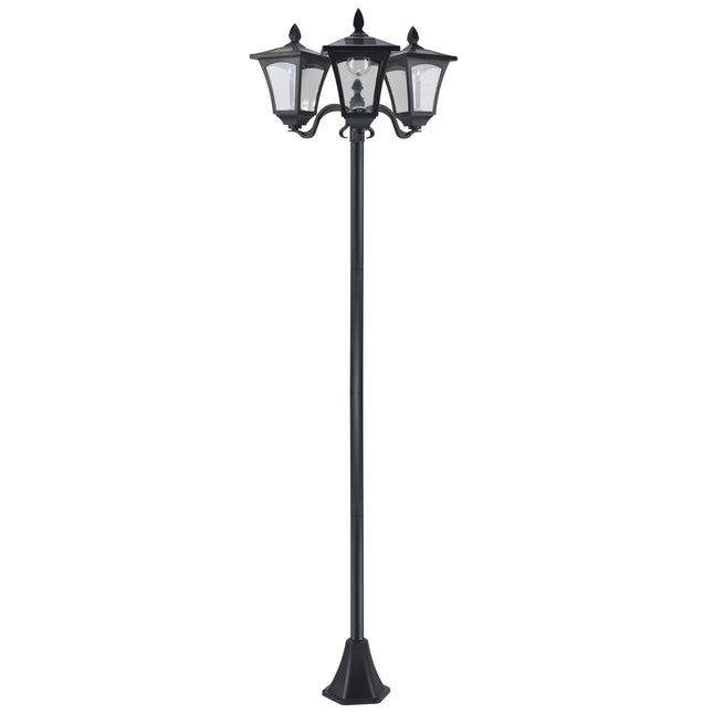 3 Piece Solar Powered Stainless Steel Garden Lamp Posts - Black