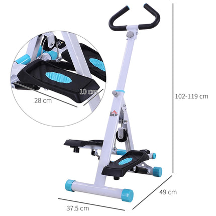 Heavy Duty Steel Frame Stepper Machine with Handle and Non-Slip Pedals - Black