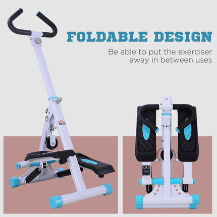 Heavy Duty Steel Frame Stepper Machine with Handle and Non-Slip Pedals - Black
