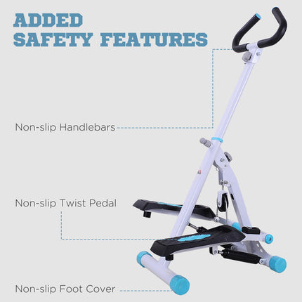 Heavy Duty Steel Frame Stepper Machine with Handle and Non-Slip Pedals - Black