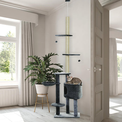 Floor to Ceiling Cat Tree for Indoor Cats Play Tower Climbing Activity Center Sc