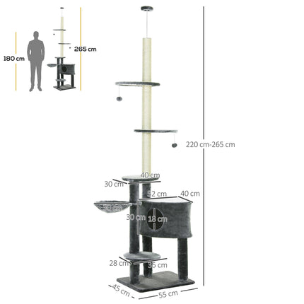 Floor to Ceiling Cat Tree for Indoor Cats Play Tower Climbing Activity Center Sc