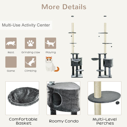 Floor to Ceiling Cat Tree for Indoor Cats Play Tower Climbing Activity Center Sc