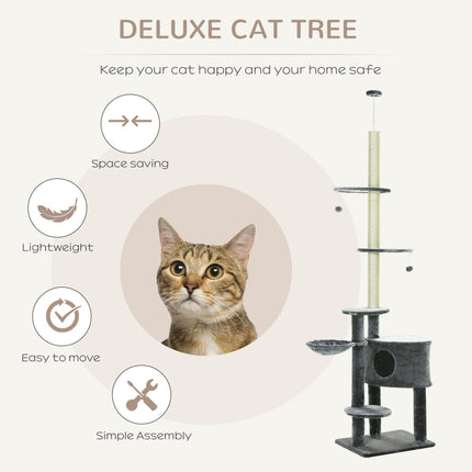 Floor to Ceiling Cat Tree for Indoor Cats Play Tower Climbing Activity Center Sc