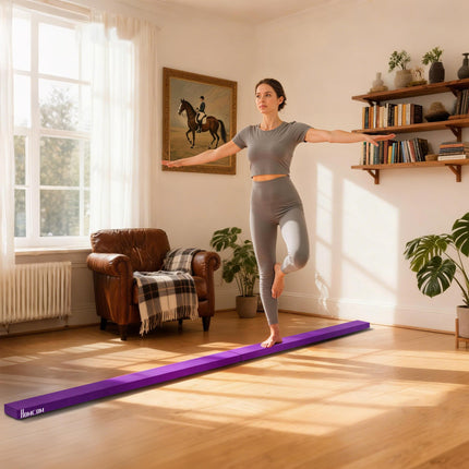2.4 Metre Balance Beam Trainer with Heavy Duty Suede Cover - Purple