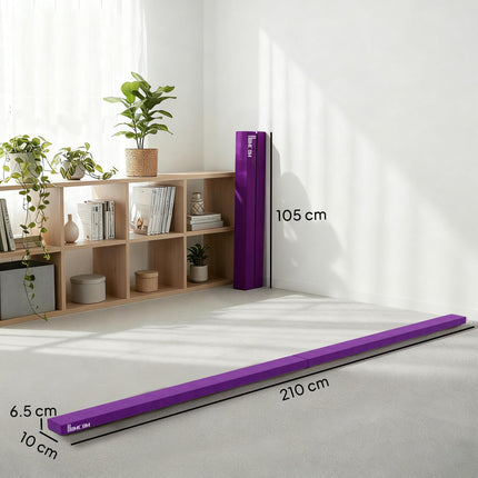2.4 Metre Balance Beam Trainer with Heavy Duty Suede Cover - Purple