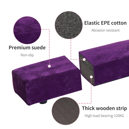 2.4 Metre Balance Beam Trainer with Heavy Duty Suede Cover - Purple