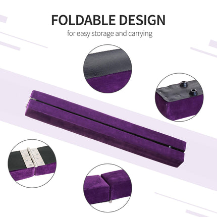 2.4 Metre Balance Beam Trainer with Heavy Duty Suede Cover - Purple