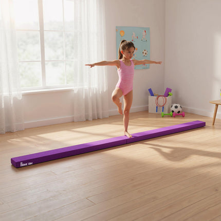 2.4 Metre Balance Beam Trainer with Heavy Duty Suede Cover - Purple