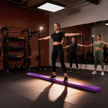 2.4 Metre Balance Beam Trainer with Heavy Duty Suede Cover - Purple
