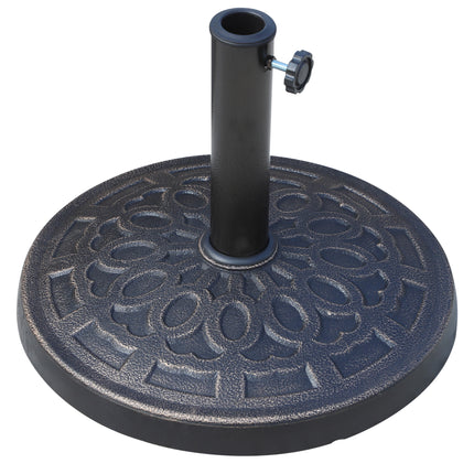 12kg Round Resin Garden Parasol Base for 38mm & 48mm Umbrella Poles - Bronze Tone