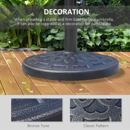 12kg Round Resin Garden Parasol Base for 38mm & 48mm Umbrella Poles - Bronze Tone