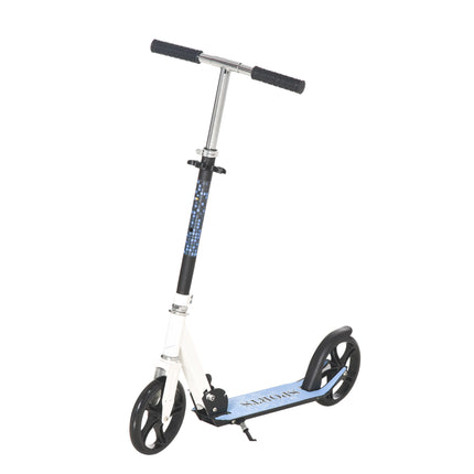 2 Wheel Kids Stunt Kick Scooter with Adjustable Handles Foldable Aluminium Frame - White Blue