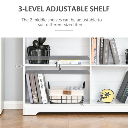 Wooden Cube Bookcase, 2 Tier Open Storage Shelving Unit with 4 Compartments, Fre