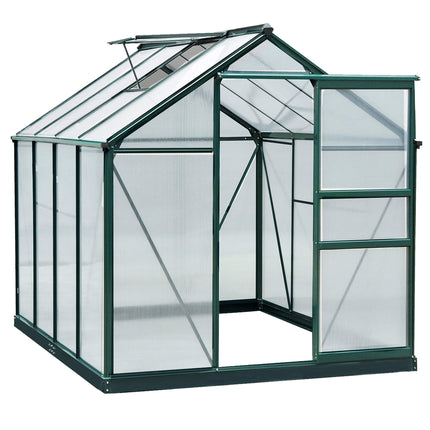 6 x 8ft Polycarbonate Greenhouse, Large Walk-In Green House with Slide Door and