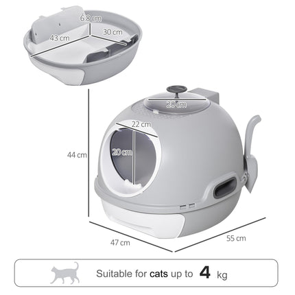Cat Litter Box Toilet with Litter Scoop Enclosed Drawer, Front Entry Top Exit, E