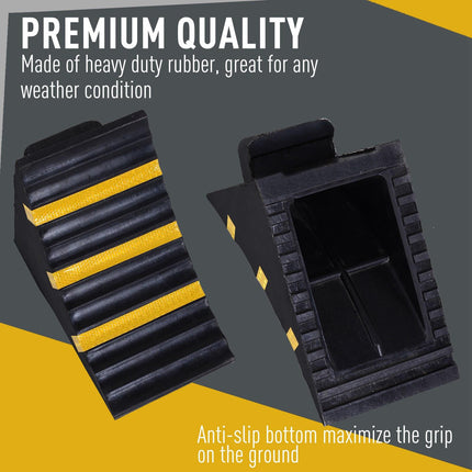 2 PCs Rubber Wheel Chocks Heavy Duty Blocks for Vehicles, Cars, Caravan, Trailer