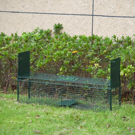 2-Door Humane Live Animal Trap for Small Animals Rat Mink Rabbit Raccoon Gopher Squirrel - Dark Green