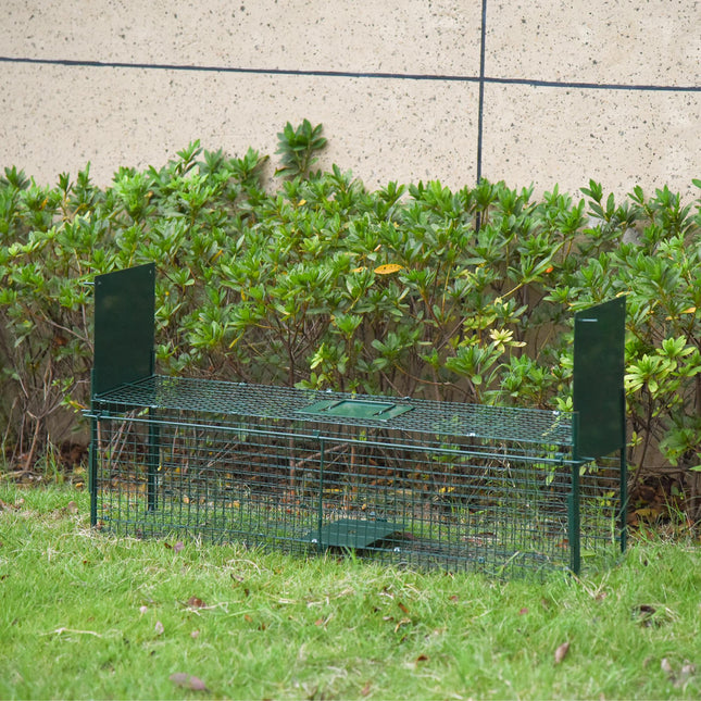 2-Door Humane Live Animal Trap for Small Animals Rat Mink Rabbit Raccoon Gopher Squirrel - Dark Green