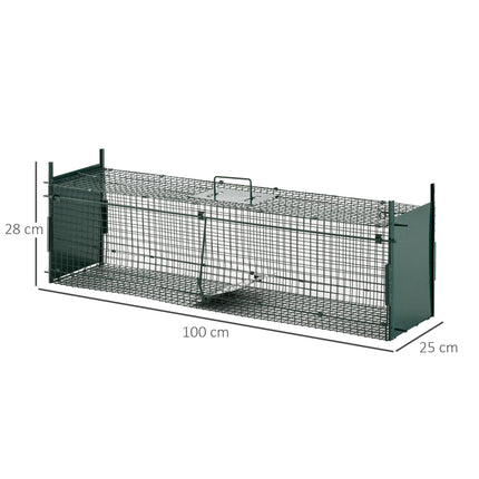 2-Door Humane Live Animal Trap for Small Animals Rat Mink Rabbit Raccoon Gopher Squirrel - Dark Green