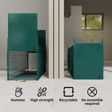 2-Door Humane Live Animal Trap for Small Animals Rat Mink Rabbit Raccoon Gopher Squirrel - Dark Green