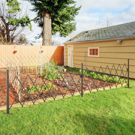 Expanding Aluminium Trellis Fence Panel Movable Garden Screen - Dark Brown