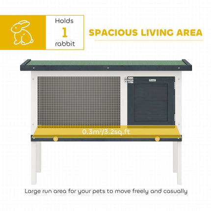 Wooden Rabbit Hutch Small Animal Cage with Lockable Door and Dropping Tray Asphalt Roof - Black