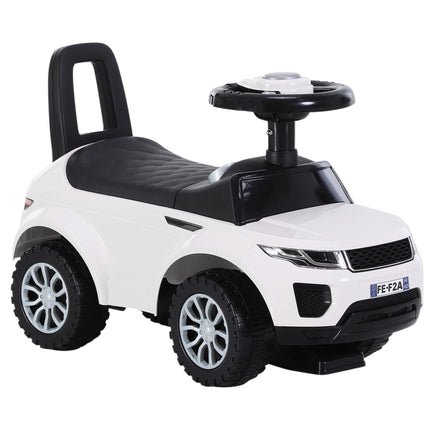 3-in-1 Toddler Ride On Car Foot-to-Floor Slider with Horn & Storage - White