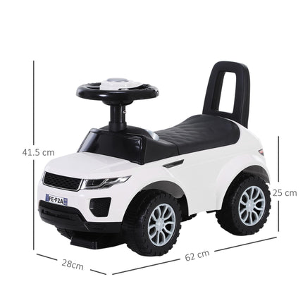 3-in-1 Toddler Ride On Car Foot-to-Floor Slider with Horn & Storage - White