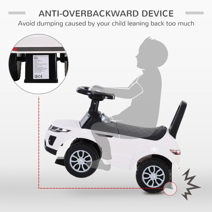 3-in-1 Toddler Ride On Car Foot-to-Floor Slider with Horn & Storage - White